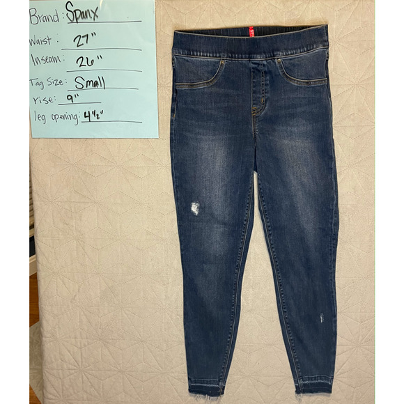 Spanx Jeans Women's Size Small, Blue, Distressed, Pull On Jeans, Shapewear Jeans - Picture 5 of 5